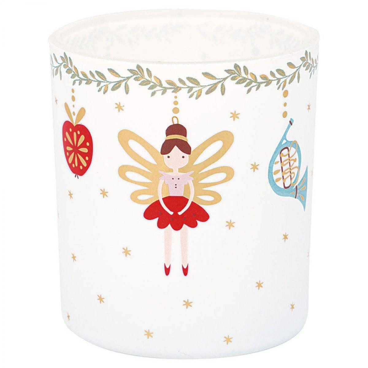Greengate Windlicht Teelichthalter Cindarella Xmas White (8x7cm)