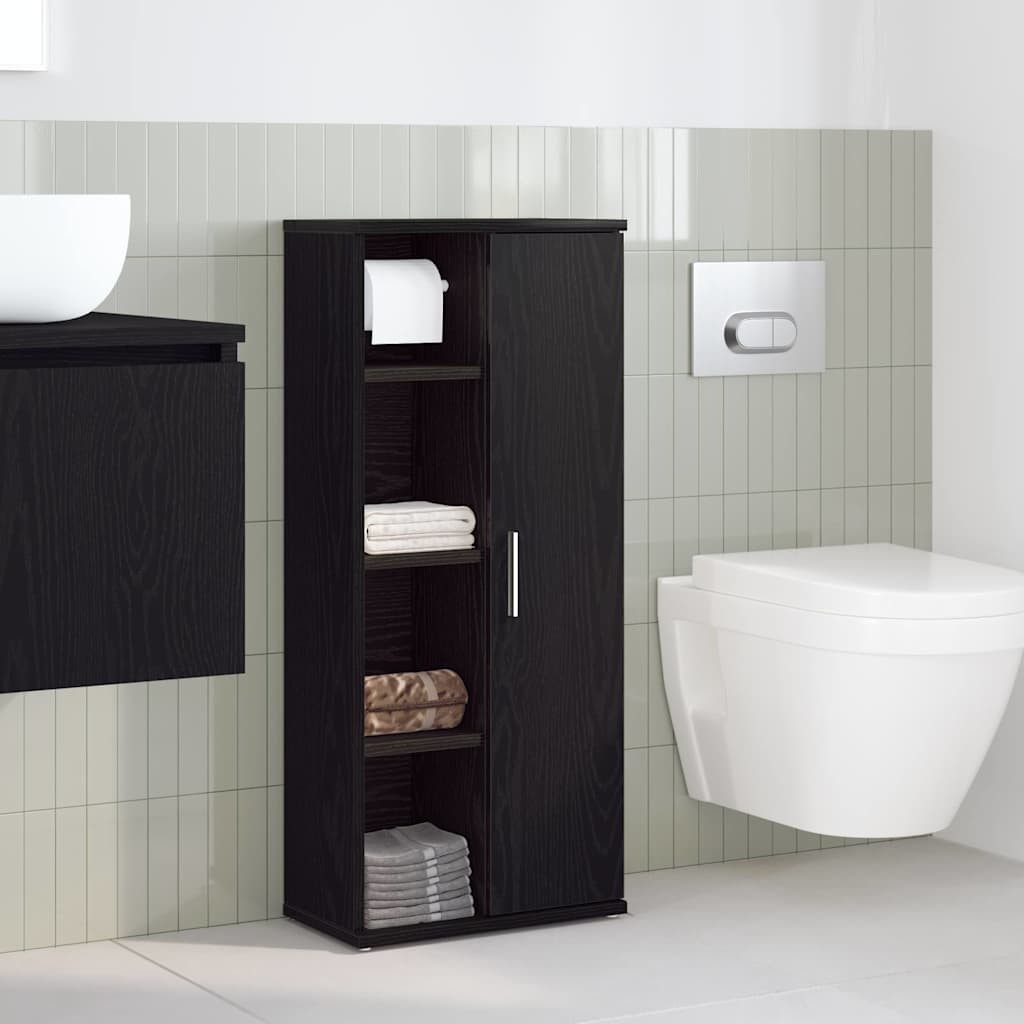 vidaXL Badezimmer-Set Badezimmerschrank mit Rollenhalter Schwarz günstig online kaufen