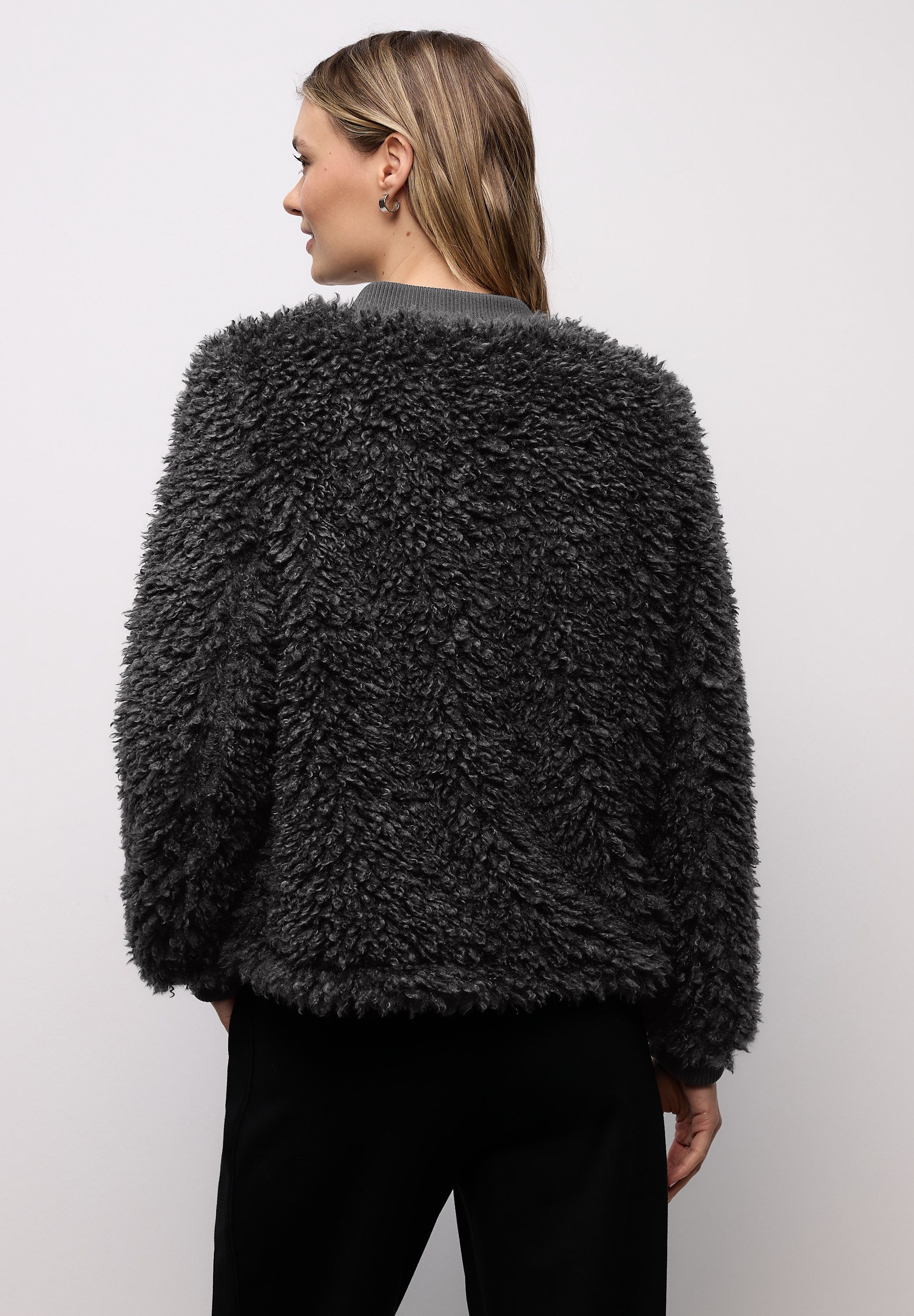 STREET ONE Fellimitatjacke mit Tunnelzug am Saum günstig online kaufen