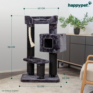 Happypet Kratzbaum MC1280, 128 cm, Premium Katzenbaum für große Katzen, 15 cm Stämme, 600g Plüsch