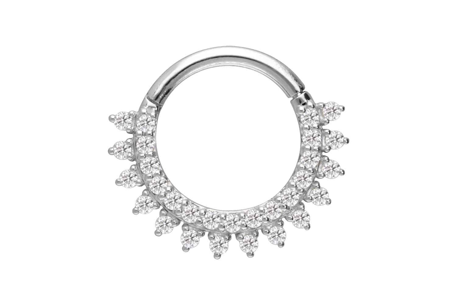 PIERCINGLINE Nasenpiercing 14/18 Karat Gold Segmentring Clicker EINGEFASSTE MOISSANITE (Clicker, 1-tlg), Ohrpiercing für Conch, Helix, Tragus, Daith, Lobe