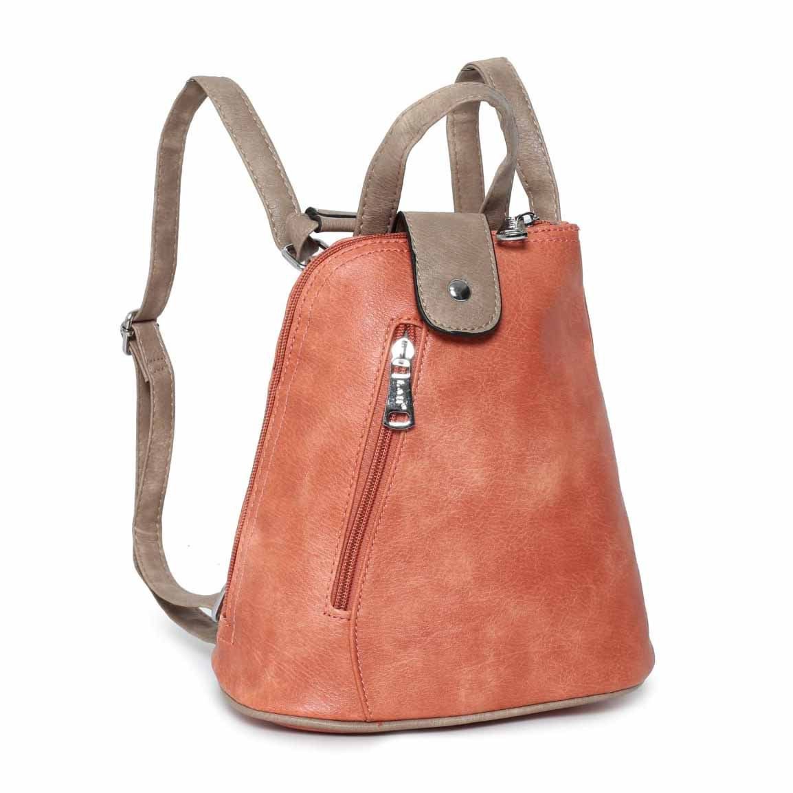 ITALYSHOP24 Rucksack Damen Tasche Schultertasche Crossover, kleiner Rucksack, Umhängetasche / Handtasche tragbar