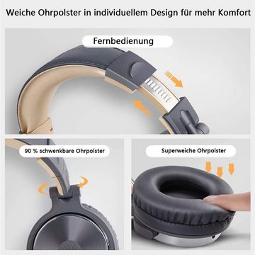 Gontence Over Ear Kopfhörer mit Kabel Geschlossene Studiokopfhörer Faltbar Over-Ear-Kopfhörer