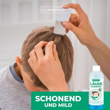 Silberkraft Kopfhaut-Pflegeshampoo Kopfläuse-Shampoo - Läuseshampoo für Kinder & Erwachsene, inkl. Nissenkamm - Nur 15 Min Einwirkzeit - OHNE Parabene