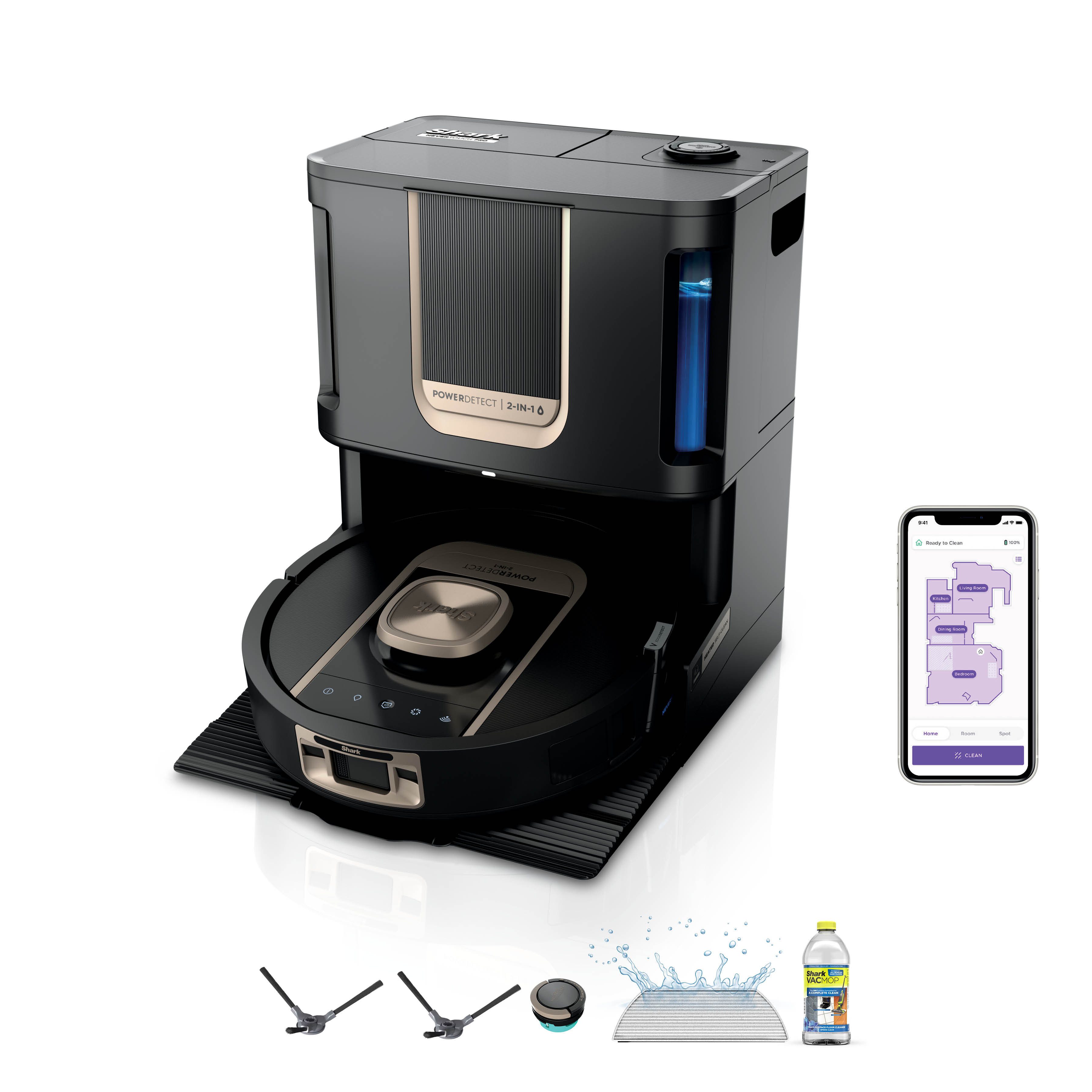 Shark Saugroboter Shark ThermaCharged PowerDetect Saugroboter RV2900XEEU, 650 W, beutellos, beheizte Basisstation verwendet 85°C heißes Wasser und 80°C warme Luft