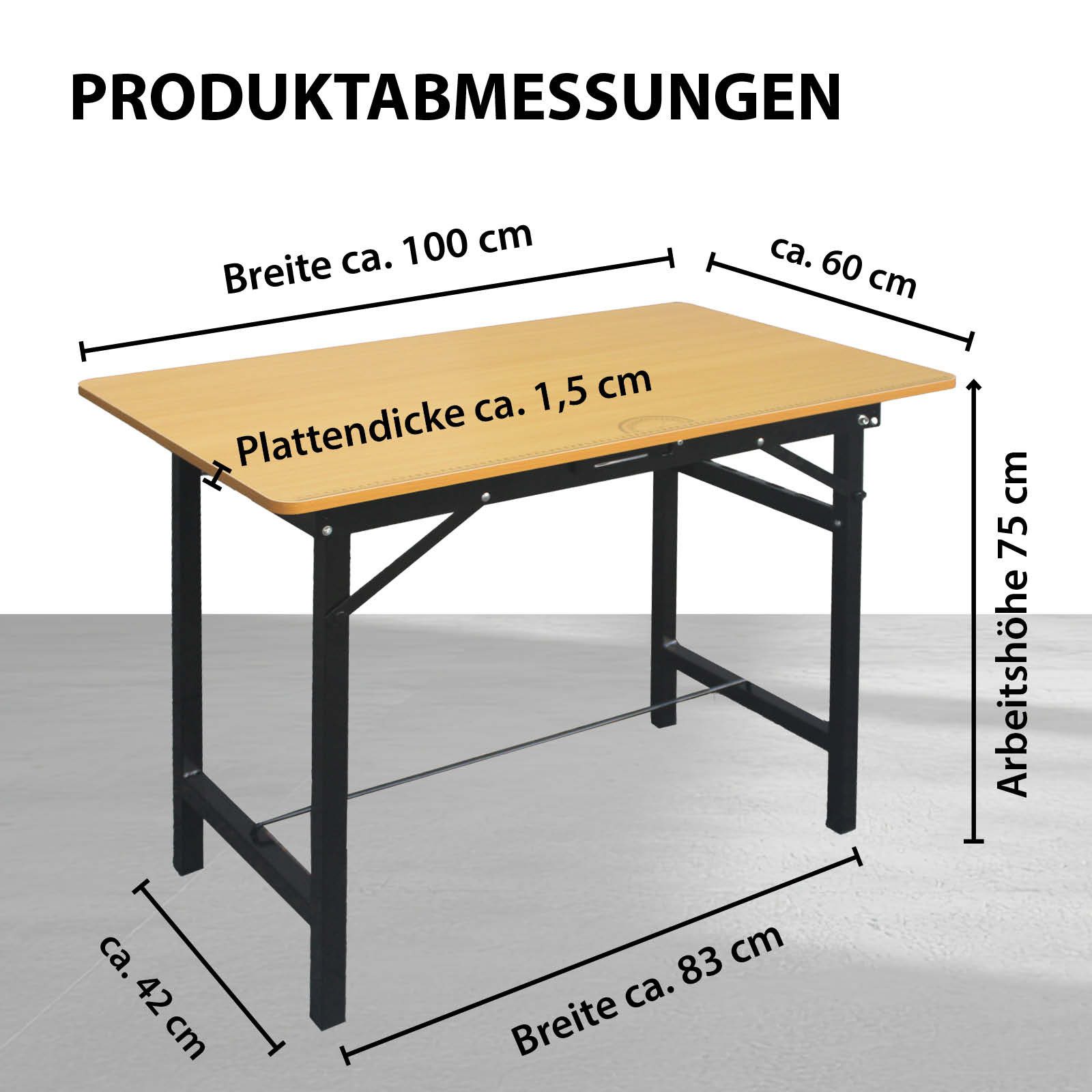 TRUTZHOLM Werkbank Werktisch 100 x 60 x 75cm 150kg Tragegriff Werkbank Arbeitstisch, (Artikel), klappbar