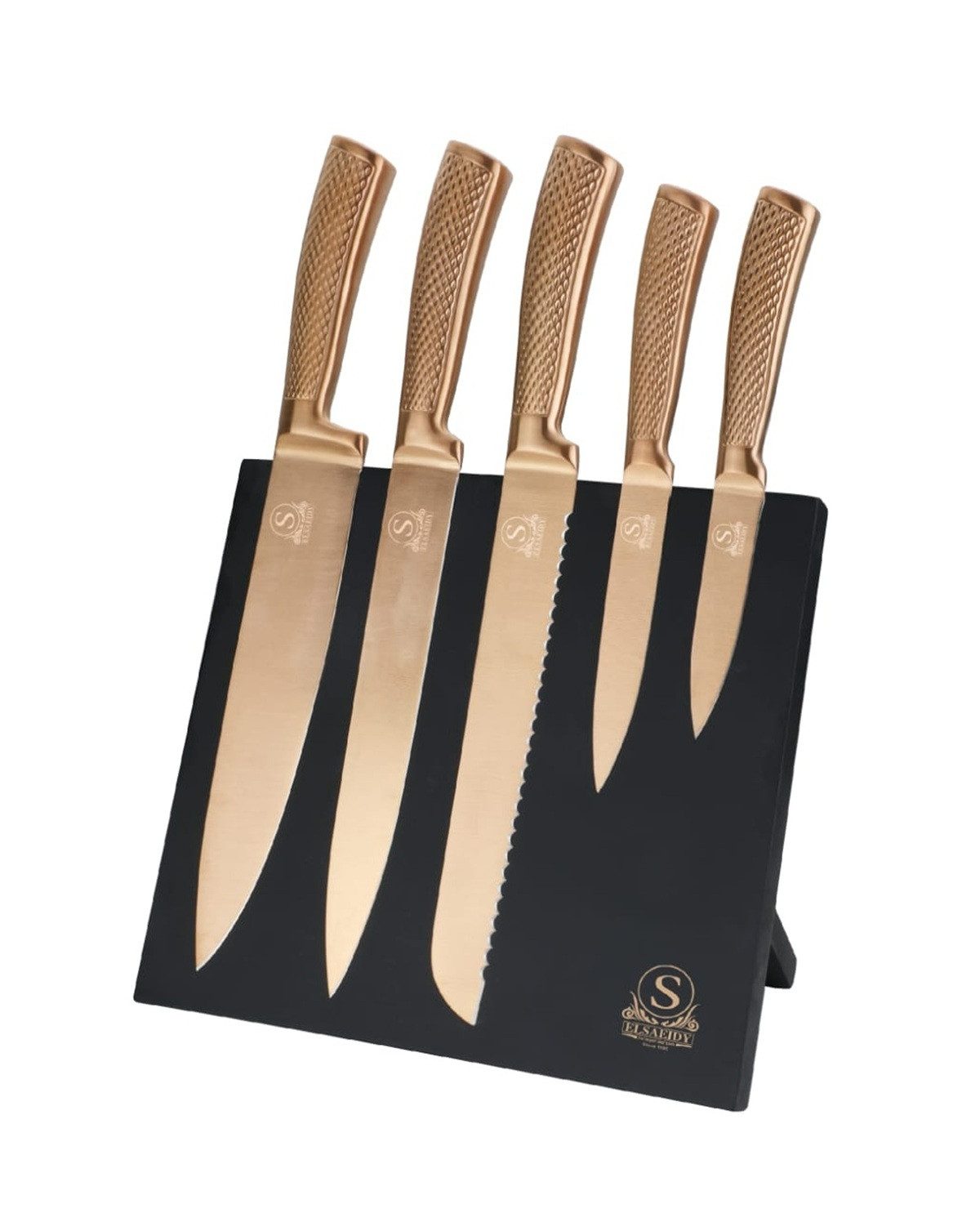 Cheffinger Messer-Set (6-tlg), mit ergonomischem Griff & magnetischem Messerblock, 6-teilig