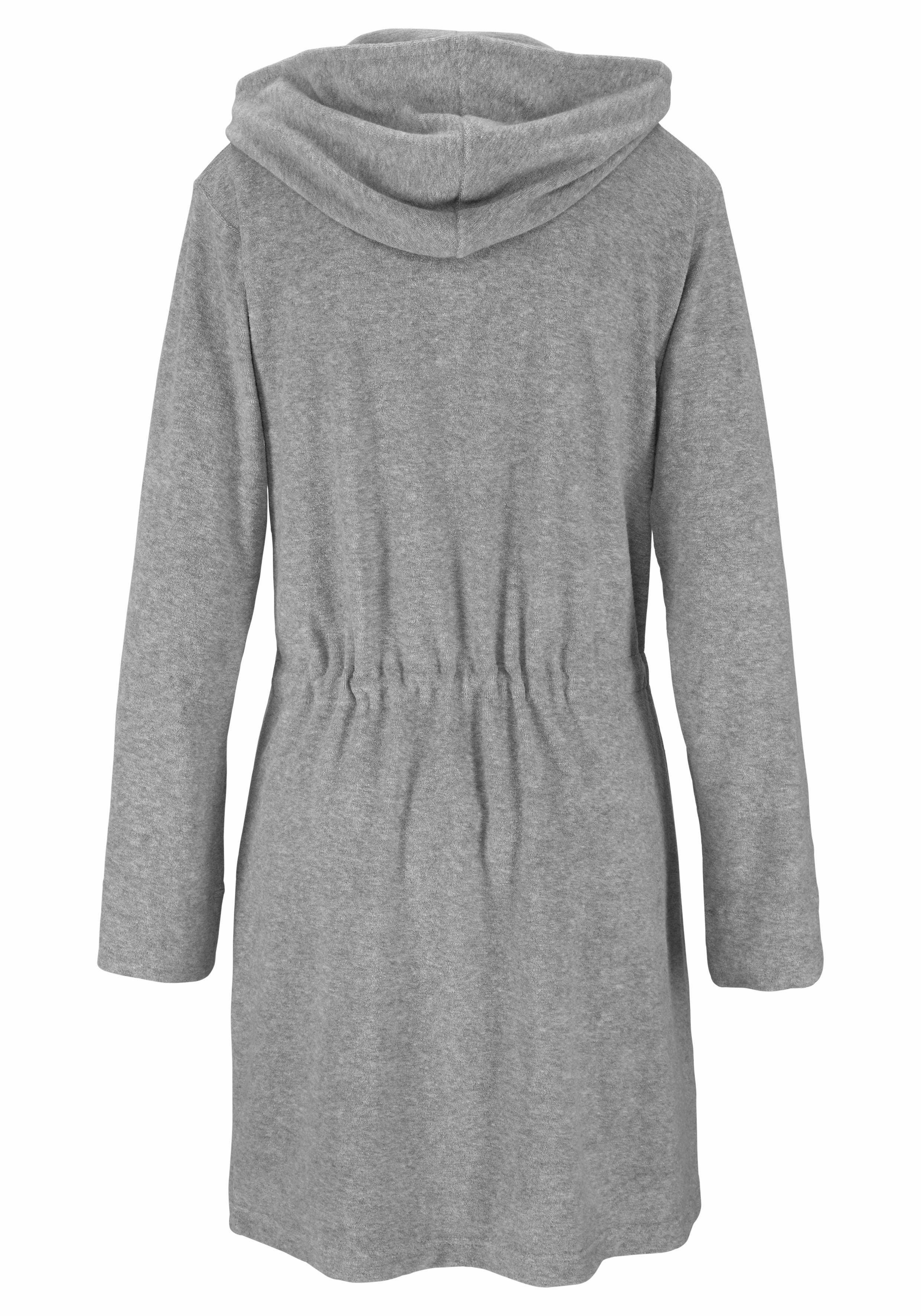 OTTO home Damenbademantel Nela, ideal für Sauna & Spa, Hotelbademantel, Morgenmantel, Kurzform, Leichtfrottee, Kapuze, Reißverschluss, einfarbig, kurz, mit Kordelzug & Taschen, XS-3XL