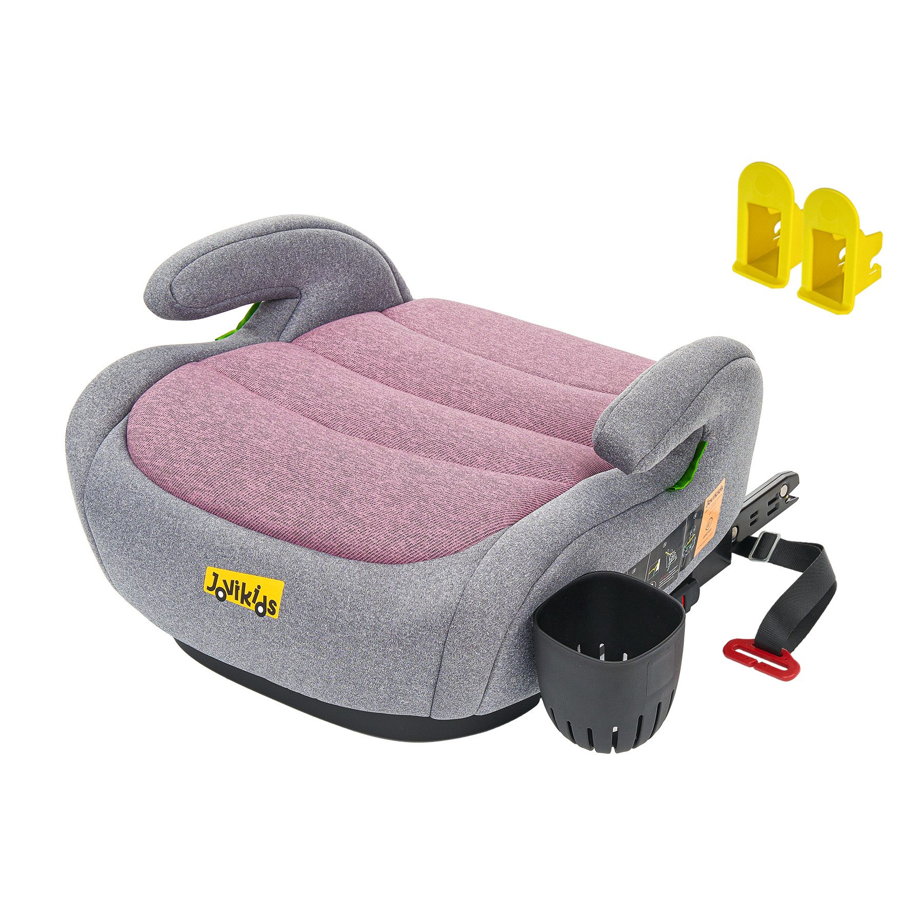 Jovikids Kindersitzerhöhung Auto Kinder ISOFIX,Verdickter Stoffbezug & Isofix Adapter, Leicht Waschbar (Becherhalter)