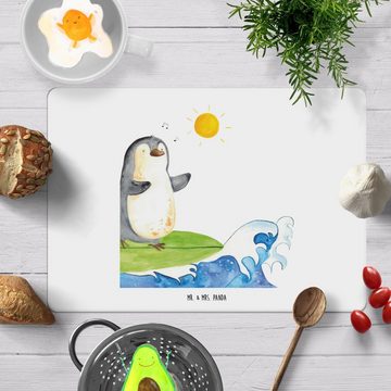 Platzset, Pinguin Surfer - Weiß - Geschenk, Urlaub, Portugal, Wellen, Tischset, Mr. & Mrs. Panda, (1-St), Designs mit Liebe