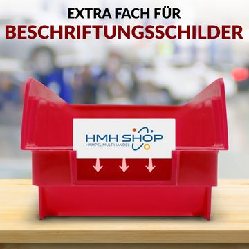 HMH Stapelbox 20 rote Stapelboxen Größe 2 Rot Sichtlagerkästen Sortierkisten, Stapelbar, Beschriftungs-Fach