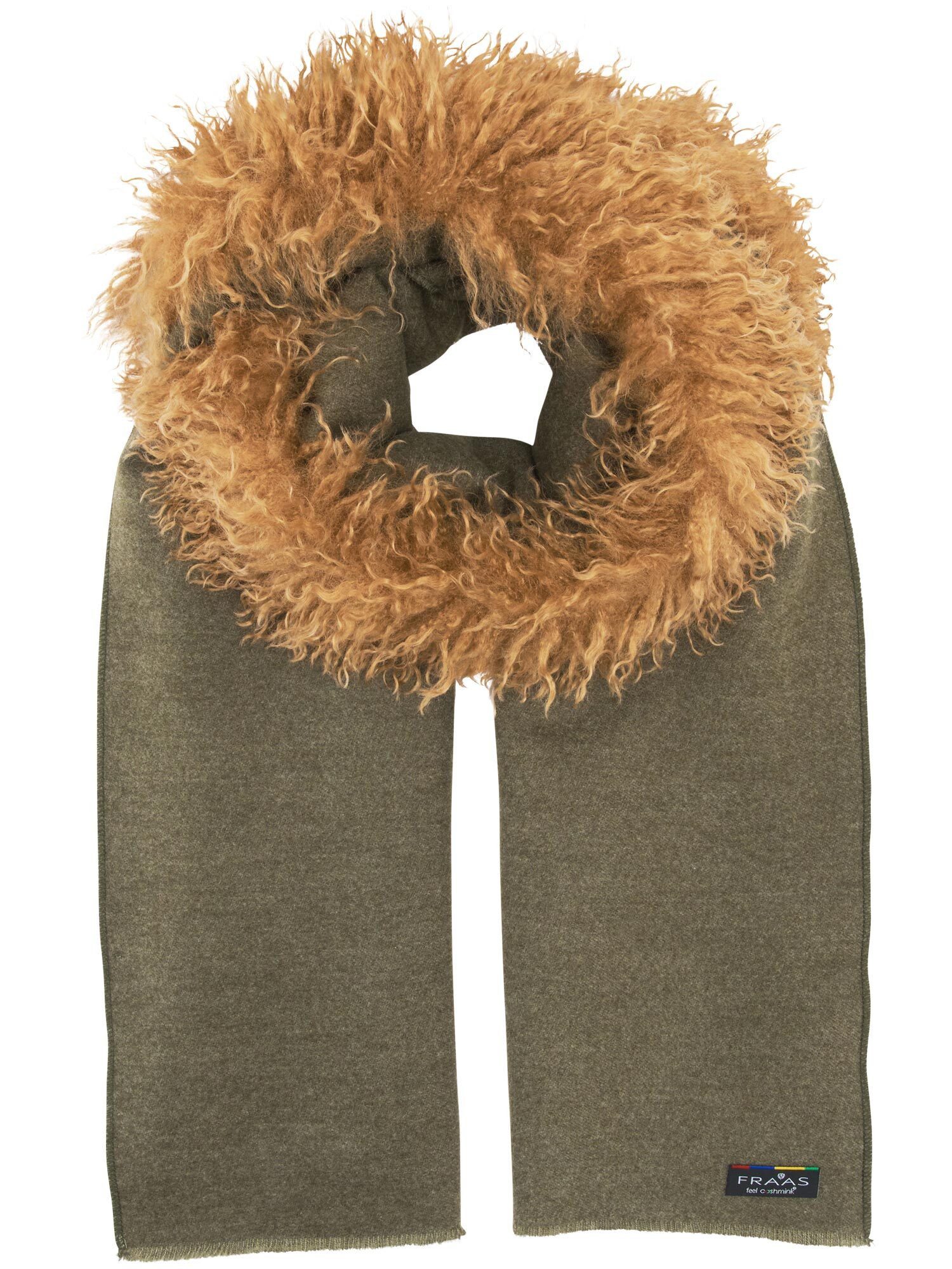 Fraas Poncho Cashmink-Poncho mit langem Teddyfell-Rand