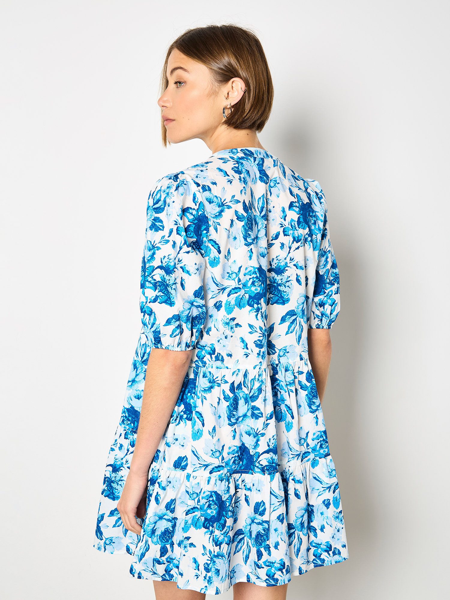 Apricot Druckkleid Minikleid aus Baumwolle Druck