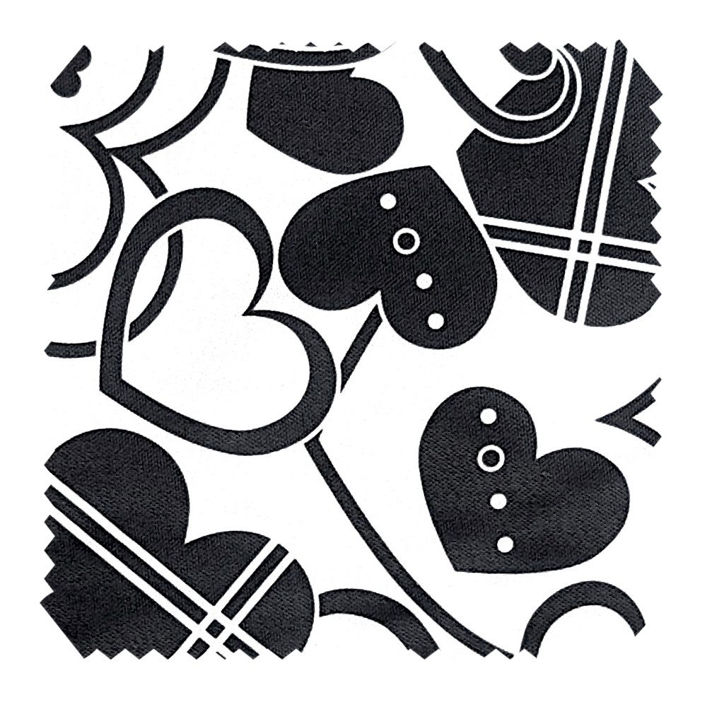 novely® Stoff OXFORD 210D D18 Herzen Schwarz Weiß Printstoff Outdoor, Wasserabweisend, Outdoor, Meterware, 1lfm