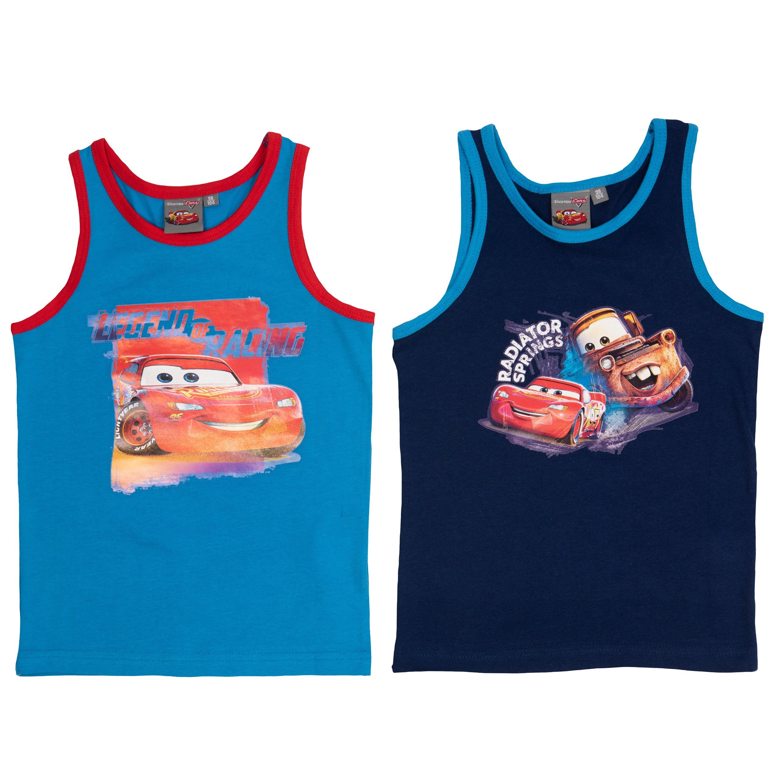 United Labels® Unterhemd Disney Cars - Lightning McQueen Unterhemd für Jungen Blau (2er Pack)