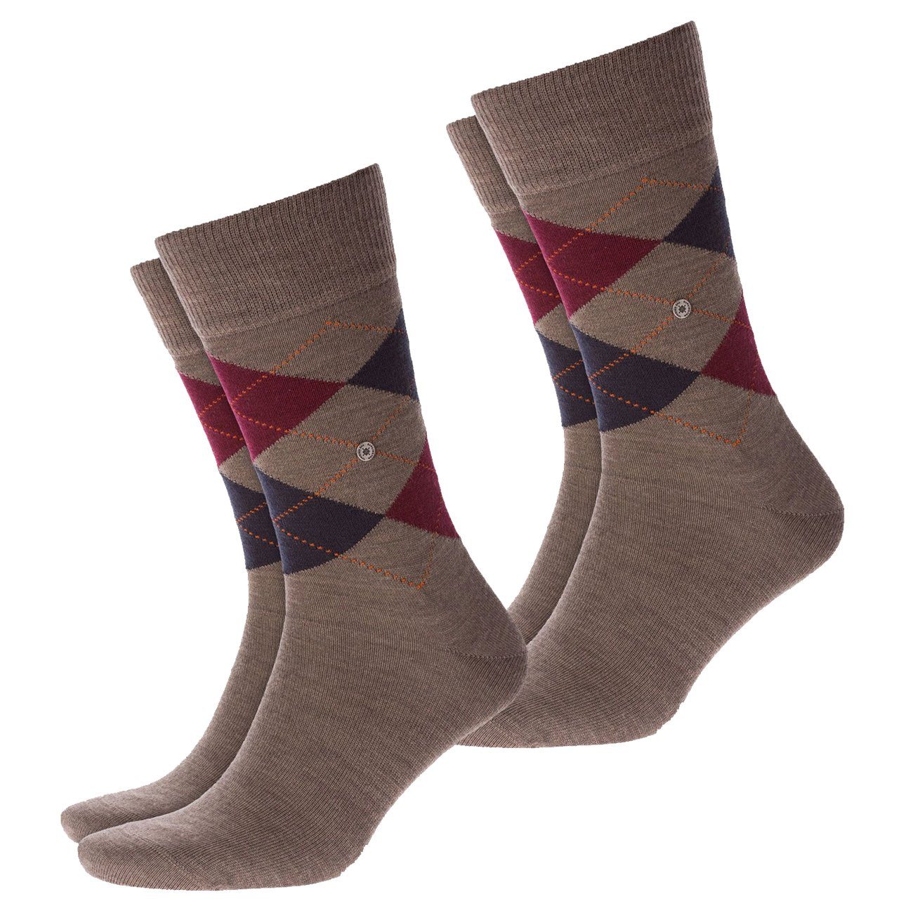 Burlington Langsocken Edinburgh Socken 2er Pack (2-Paar) aus Wollmix im 2er 3er 4er Multipack Pebble (5817)