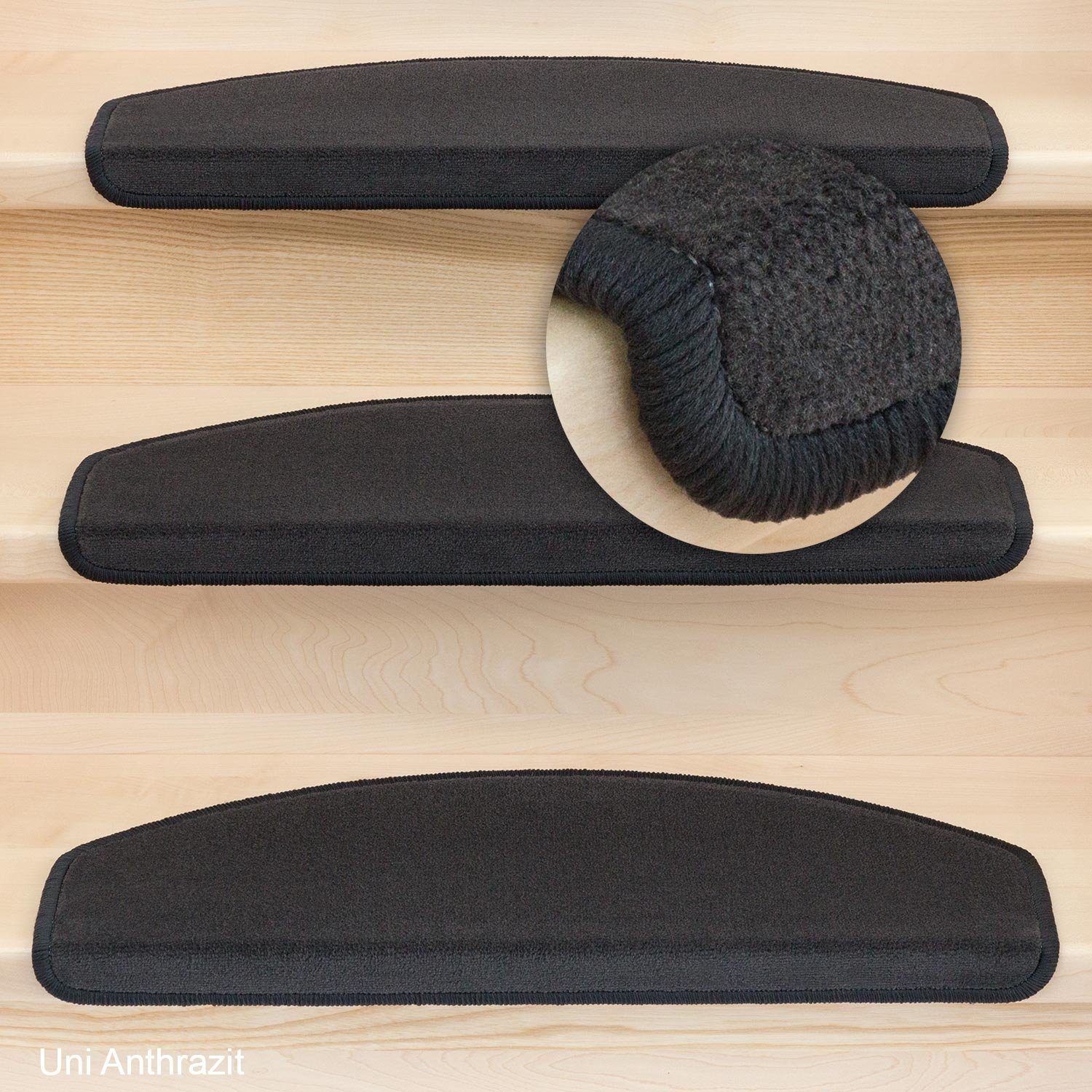 Metzker® Stufenmatte Stufenmatten DAS TEPPICHWERK Uni Halbrund, halbrund, Höhe: 7 mm, 15 Stück im Set – Bild 3 von 5