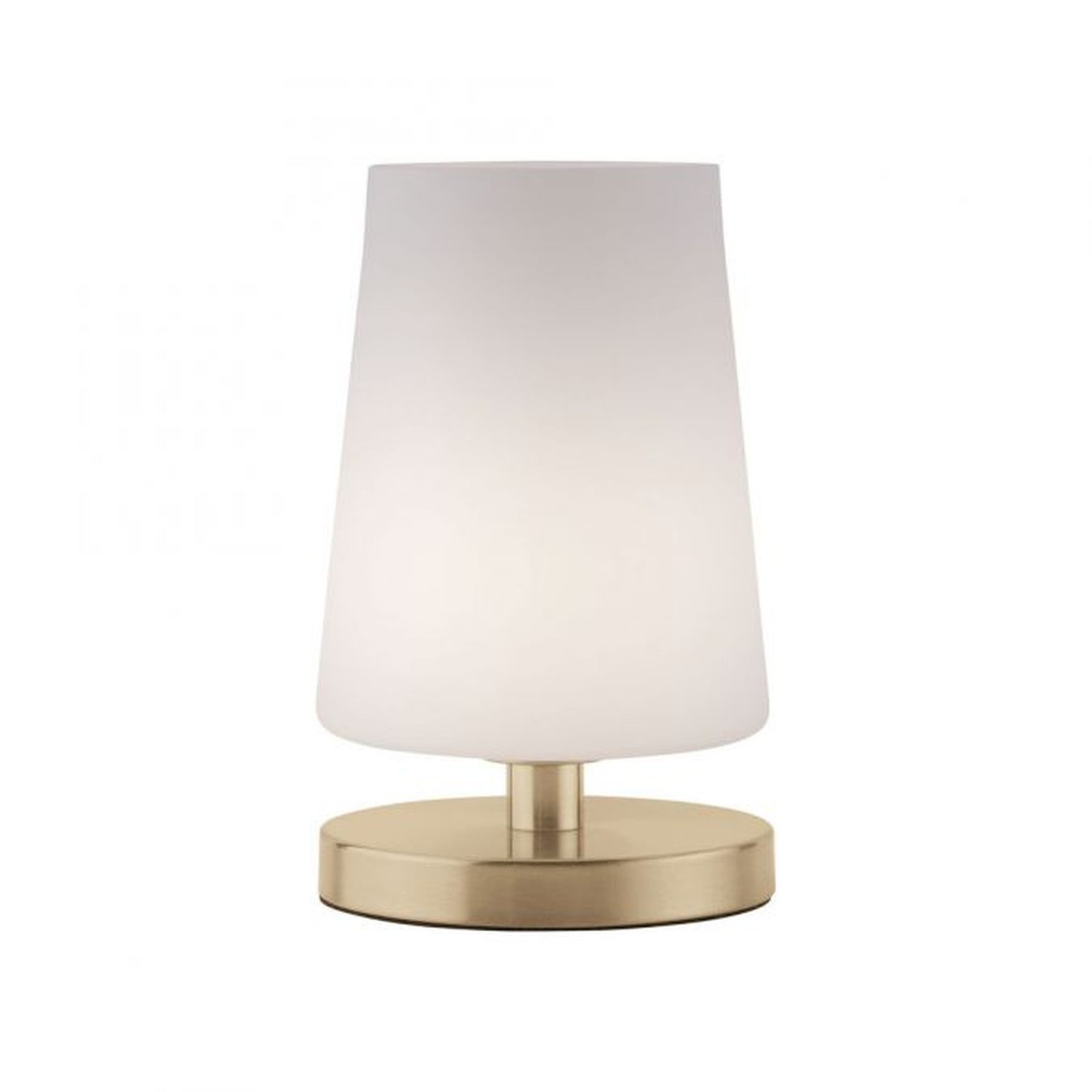 Licht-Erlebnisse Nachttischlampe DILIH, Glas Metall G9 mit Touch Funktion 265 lm 23 cm in Messing Weiß rund