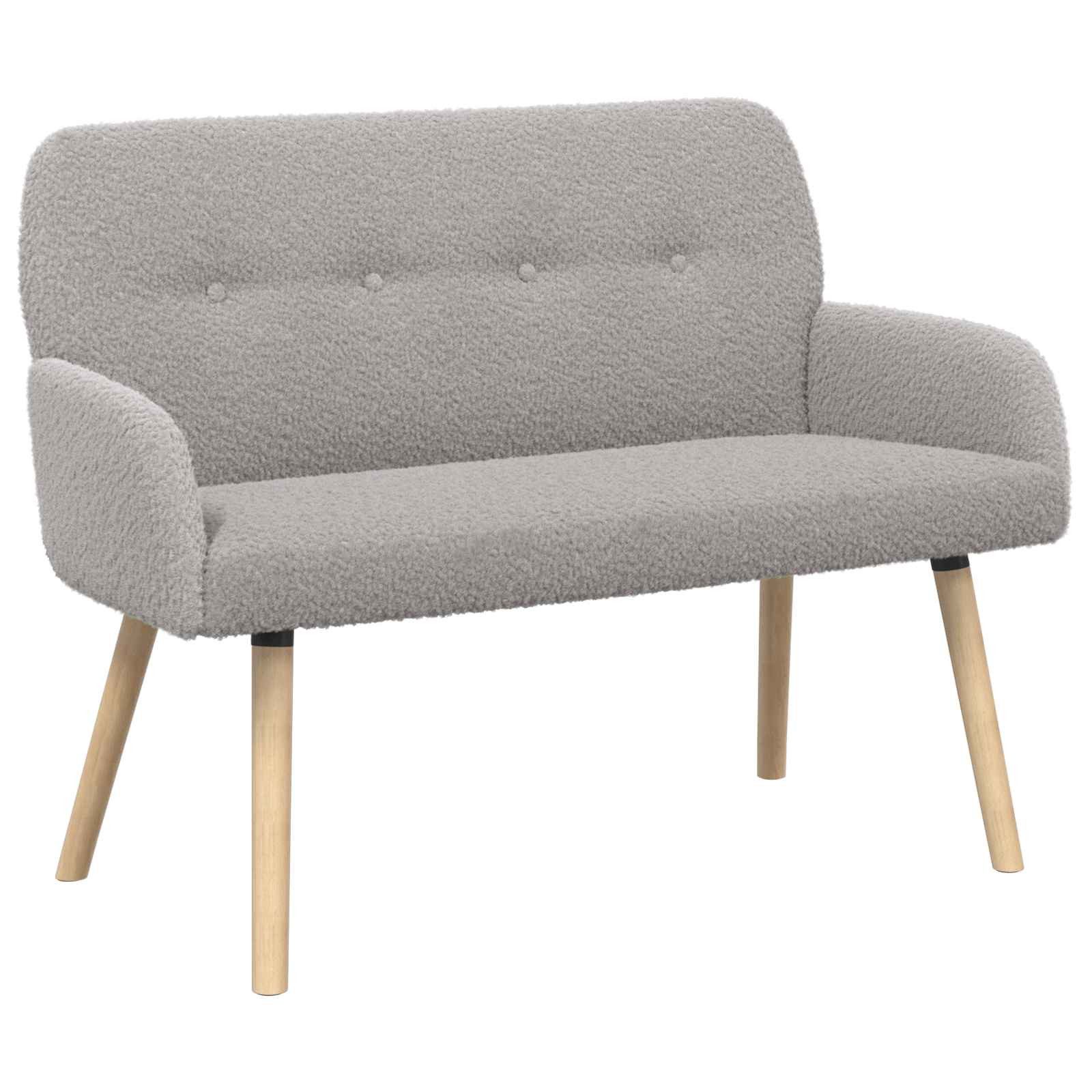 vidaXL Sofa 2-Sitzer Sofa mit Massivholzbeinen Hellgrau Bouclé, 1 Teile, 2-Sitzer Sofa mit Massivholzbeinen Hellgrau Bouclé