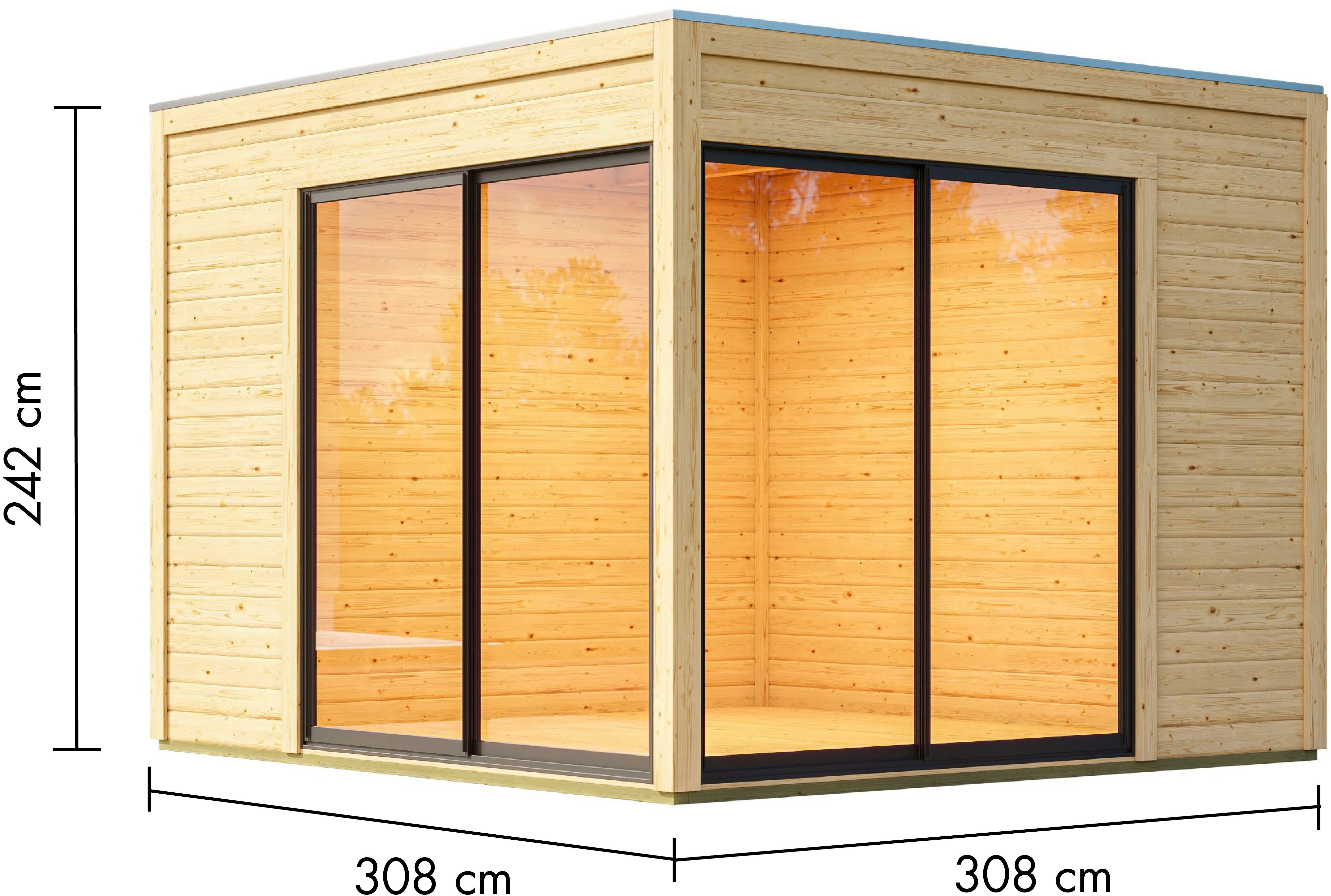 Karibu Gartenhaus Ditsche 3, BxT: 308x308 cm, inkl. Massivholzfußboden