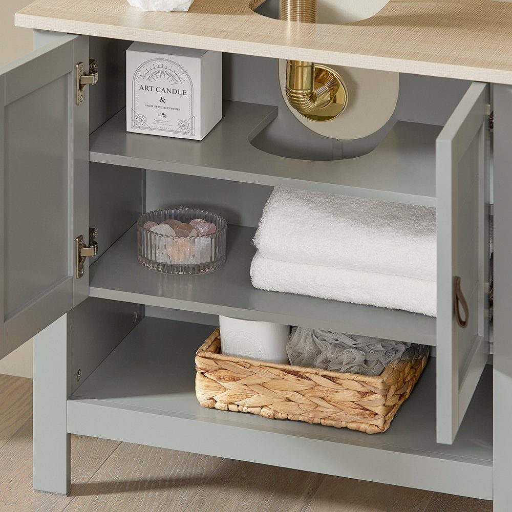 SoBuy BZR69 vanity unit, bathroom cabinet, washbasin cabinet, vanity unit with 2 doors, adjustable shelf, ample storage space, freestanding