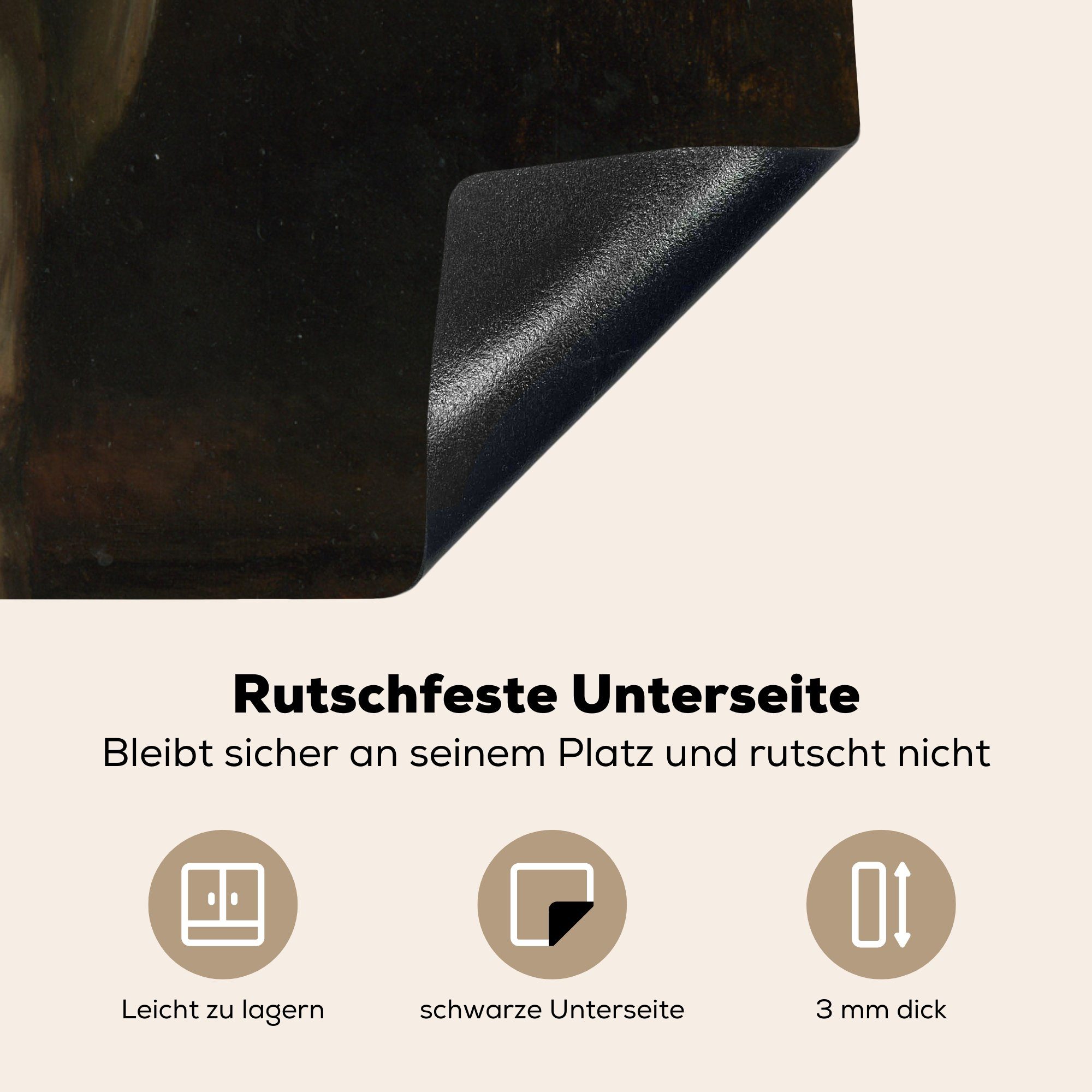 Rembrandt - van Vinyl, (1 Gemälde tlg), Rijn, MuchoWow für küche Badende Ceranfeldabdeckung, Frau von Arbeitsplatte cm, Herdblende-/Abdeckplatte 78x78