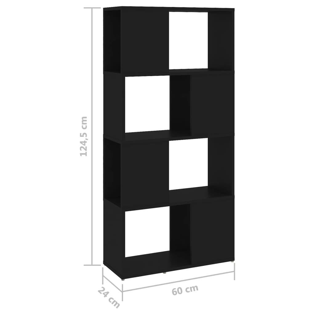 Raumteiler Holzwerkstoff Bücherregal cm 60x24x124,5 Schwarz furnicato
