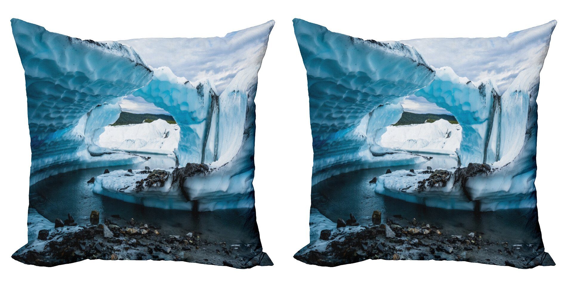 Kissenbezüge Modern Accent Doppelseitiger Digitaldruck, Abakuhaus (2 Stück), Ice Berg Matanuska Glacier Fluss