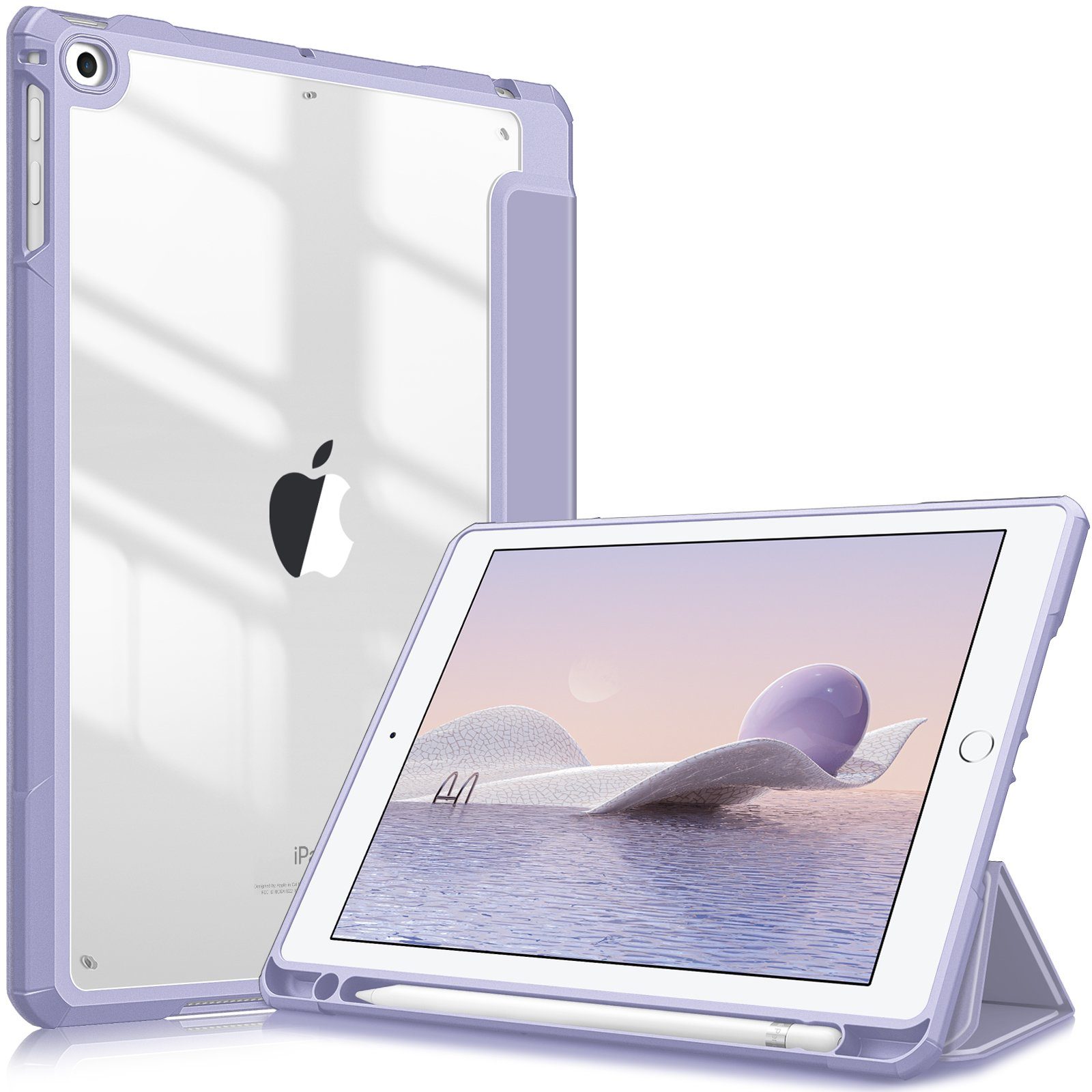 Fintie Tablet-Hülle für iPad 6. Gen 2018/ iPad 5. Gen 2017/ iPad Air 2/ iPad Air 9.7", Hülle mit Stifthalter und transparenter Hartschale auf der Rückseite