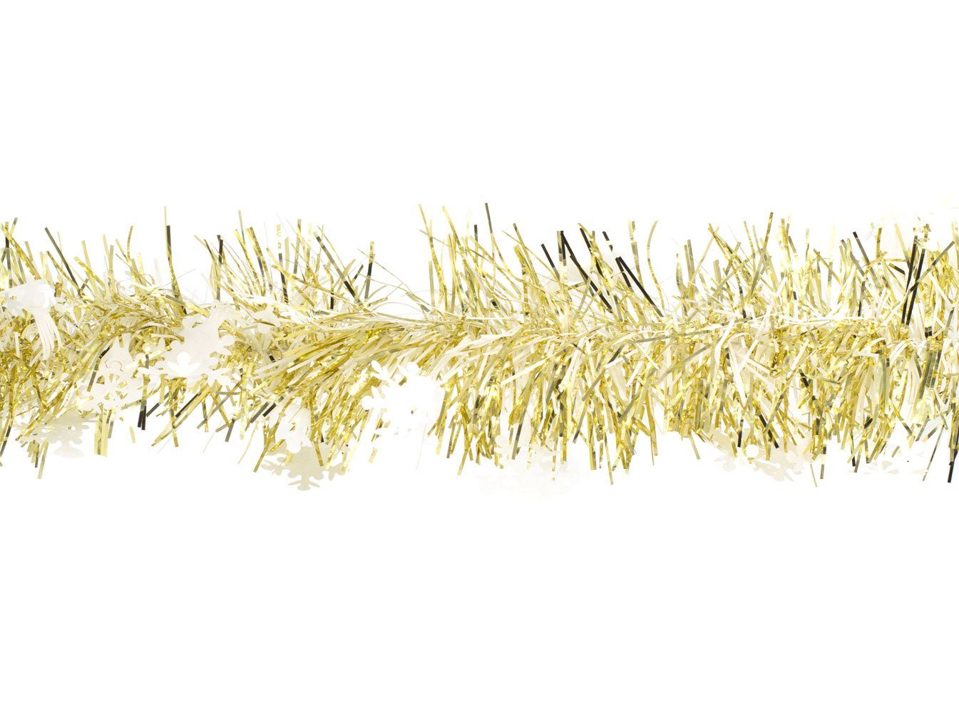 Creativery Girlanden, Weihnachtsgirlande Lametta mit Schneeflocken 8cm x 2m gold / weiß