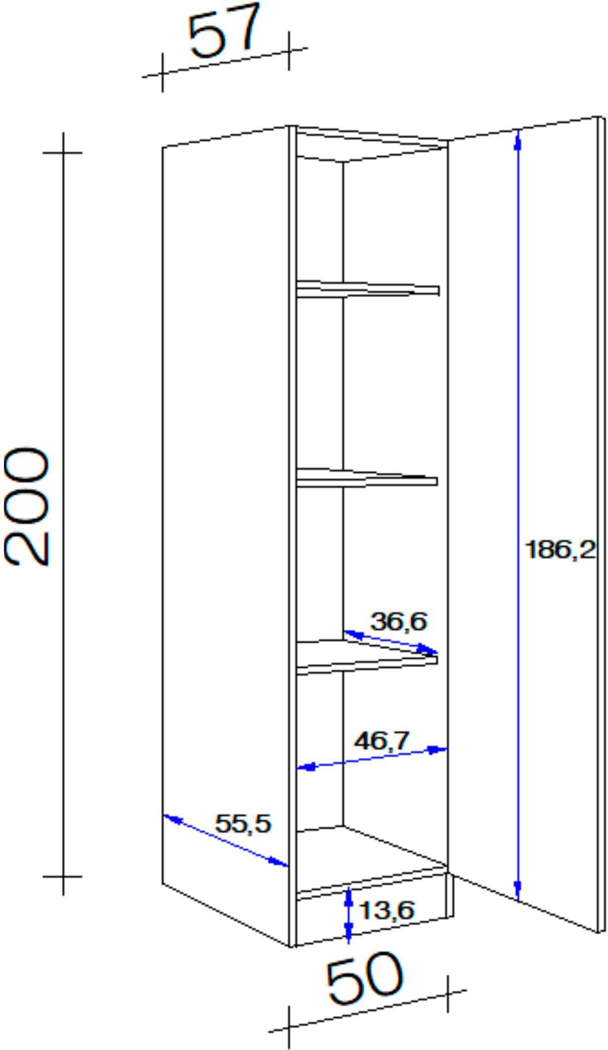 Flex-Well Seitenschrank Wito x 50 x x x cm, Stauraum 57 T) 200 (B H viel für