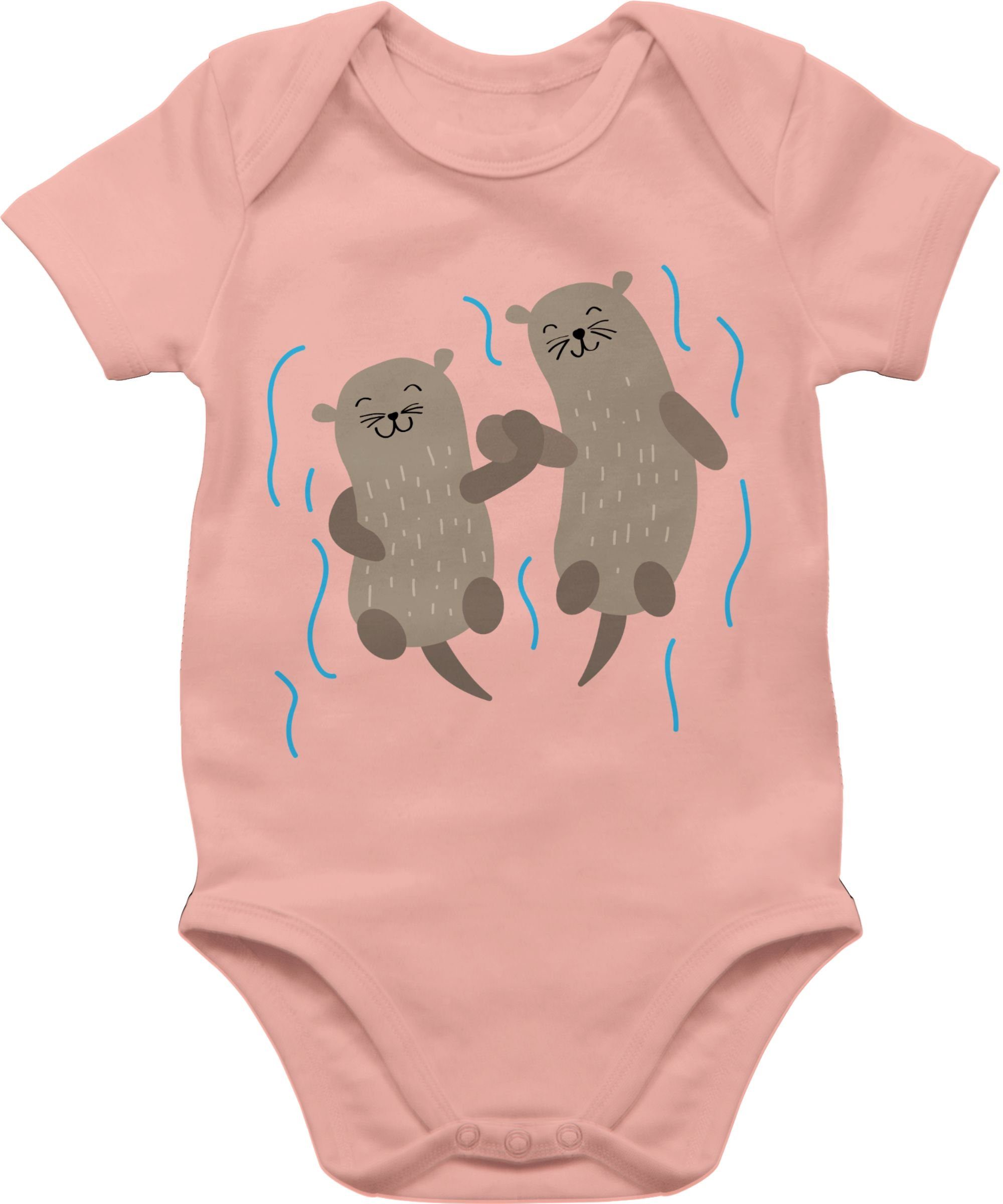 Shirtracer Shirtbody Süße Otter Tiermotiv Animal Print Baby 3 Babyrosa
