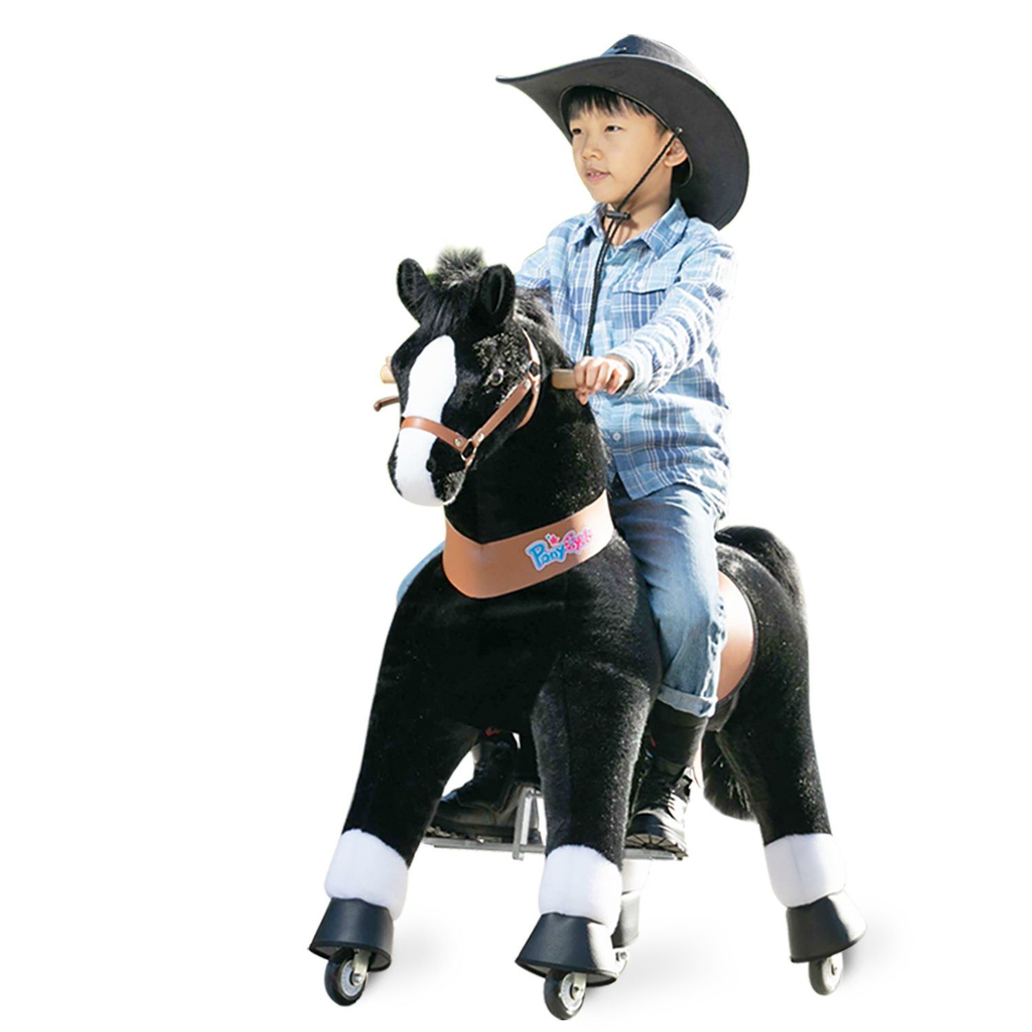 PonyCycle Reitpferd PonyCycle® Modell U Kinder Reiten auf Spielzeug auf rollen - Schwarz, Größe 5 ab 7 Jahren, Ux526