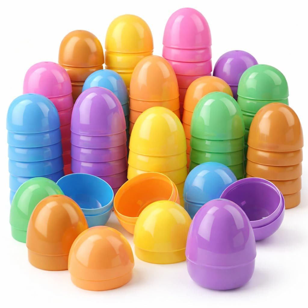 Hey!Easter® Osterei 12x Ostereier zum befüllen - Bunte 6 cm Plastikeier Kunststoffeier (12er Set, 12 St., 12 Stück), bunt
