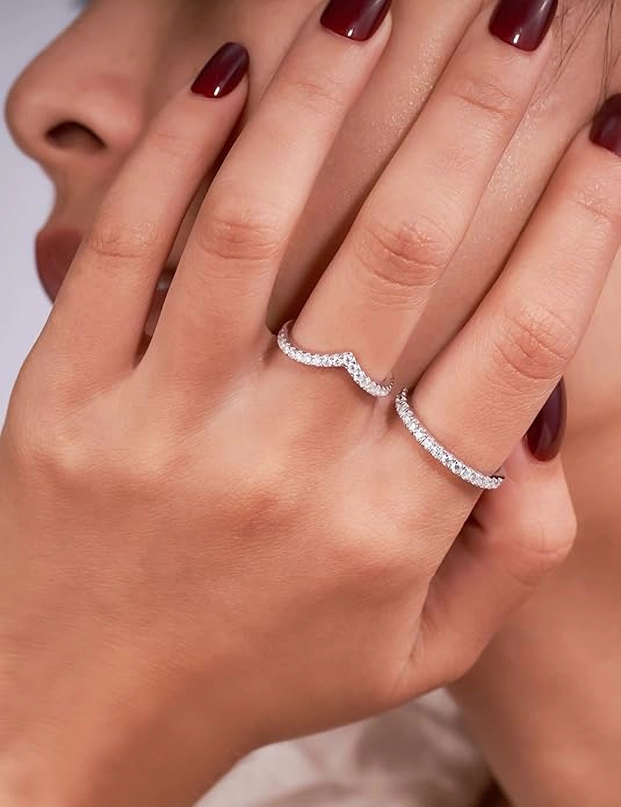 Jumpeak Verlobungsring 585 Gold, V-förmiger Damen-Diamantring, Damenschmuck, DE,VVS VS,3EX,Damenring,Geschenk zum Jahrestag