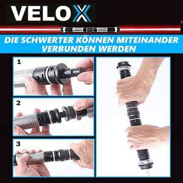 MAVURA Lichtschwert VELOX Laserschwert Set Kinder Lightsaber 2 Farben, - Erweiterbar zum Doppelschwert [2er Set]