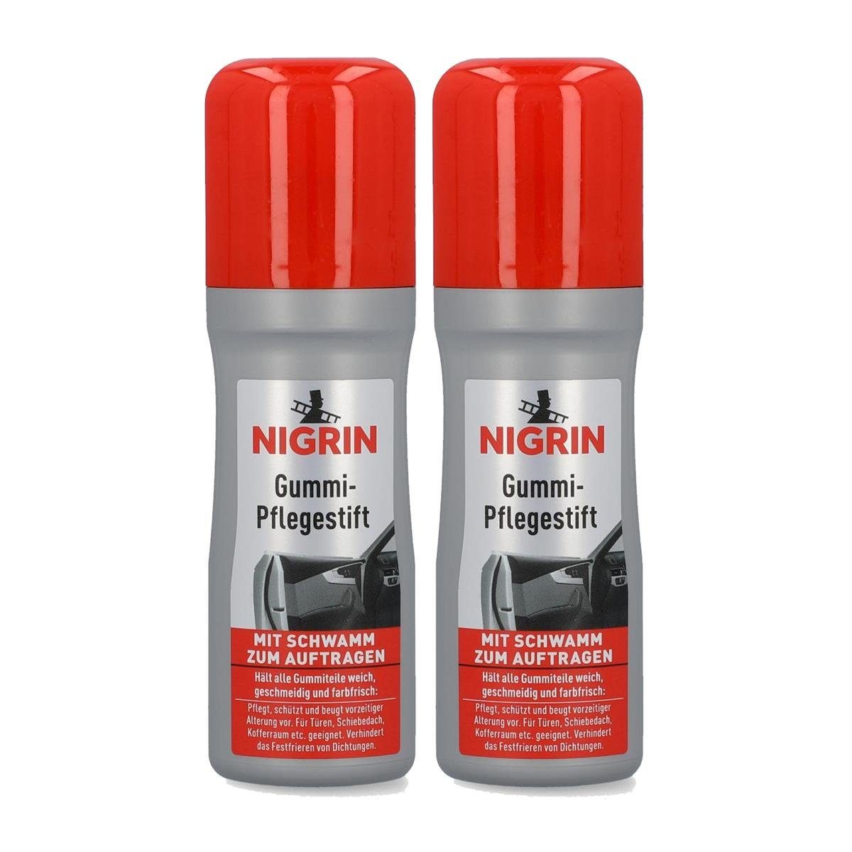 NIGRIN NIGRIN Gummi- Pflege Stift Auto-Reinigungsmittel zum Schwamm (2er auftragen 75ml Pack) - Mit