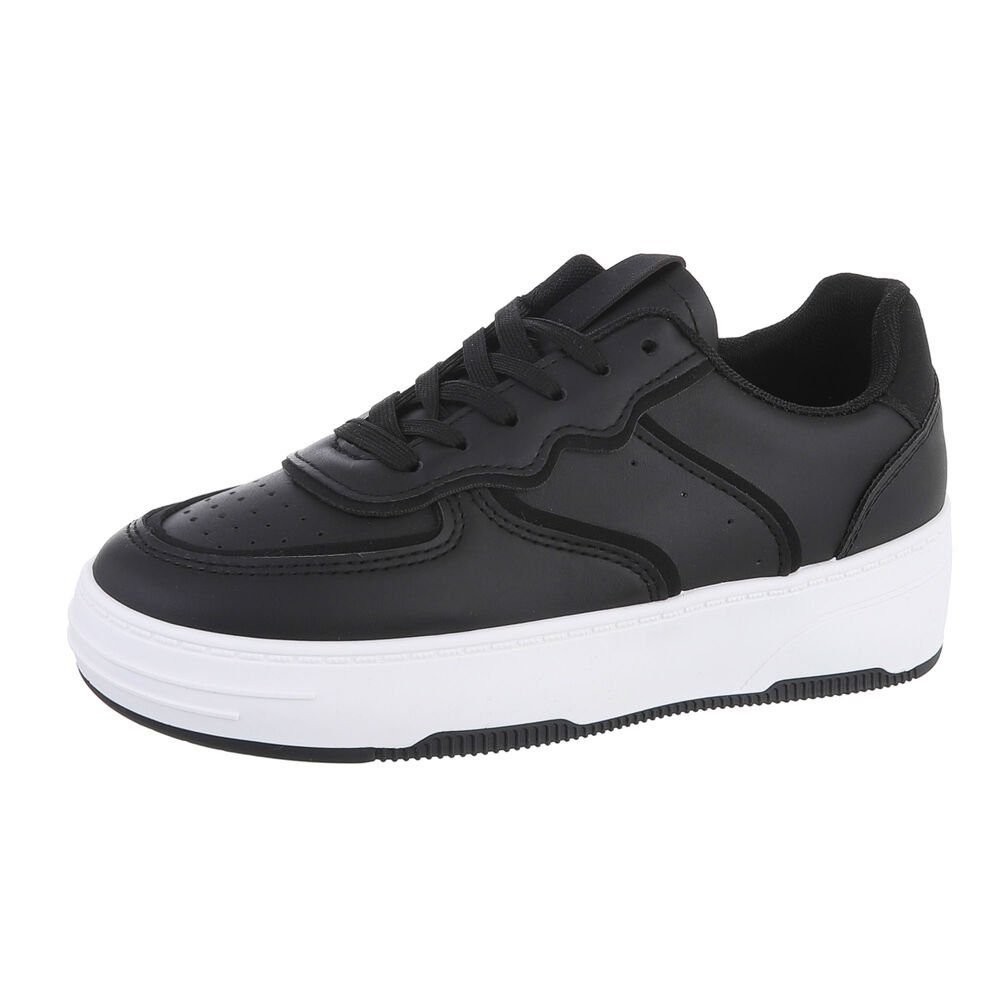 Ital-Design Damen Low-Top Freizeit Low Schwarz in Sneaker Flach Sneakers