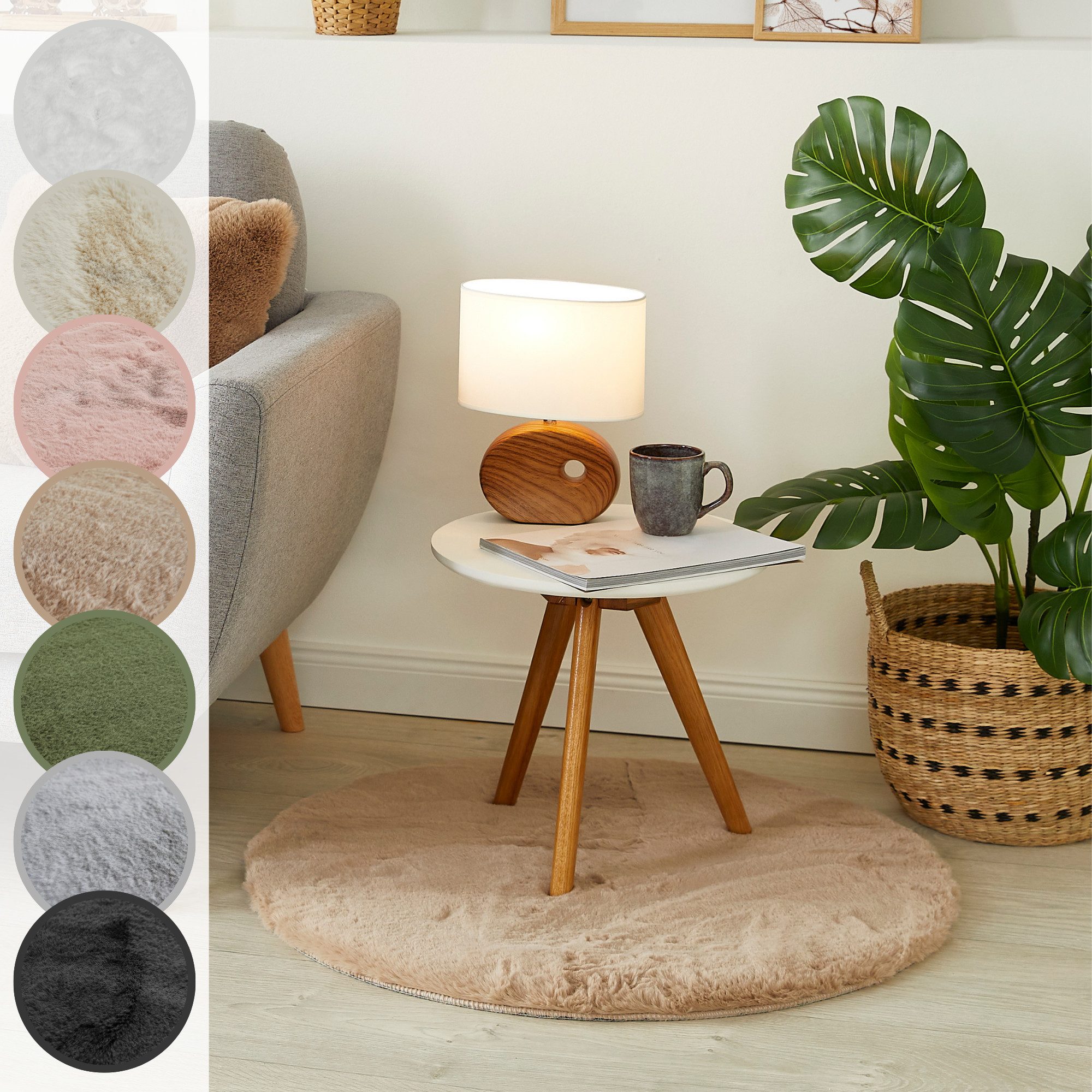 LUXOR living Fellteppich Novara, rund, Höhe: 30 mm, Kunstfell, Kaninchenfell-Haptik, besonders weicher Hochflor