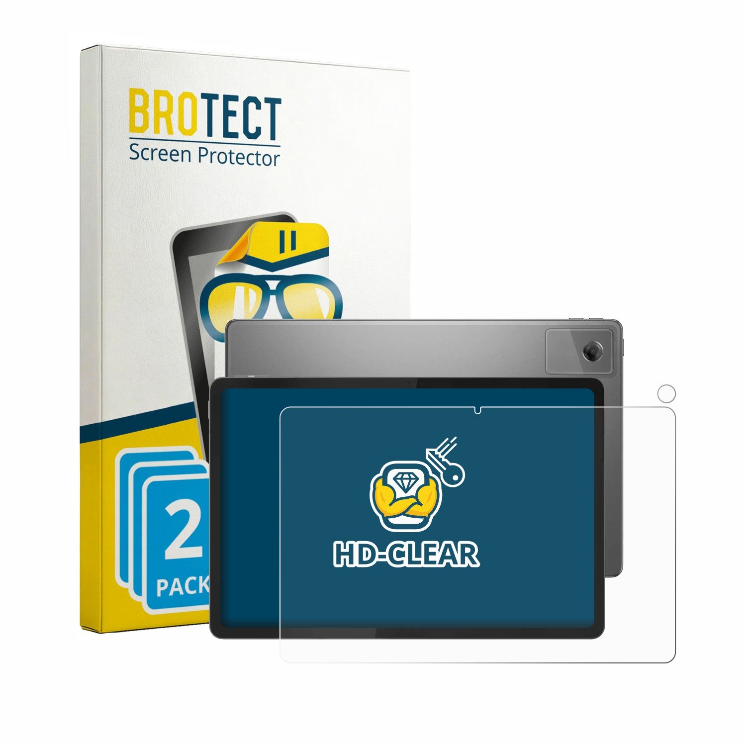 BROTECT Displayschutzfolie Schutzfolie für Lenovo Tab K12 ZAGJ0153SE (Display+Kamera), 2 Stück, Displayschutz Schutz Folie Klar Transparent