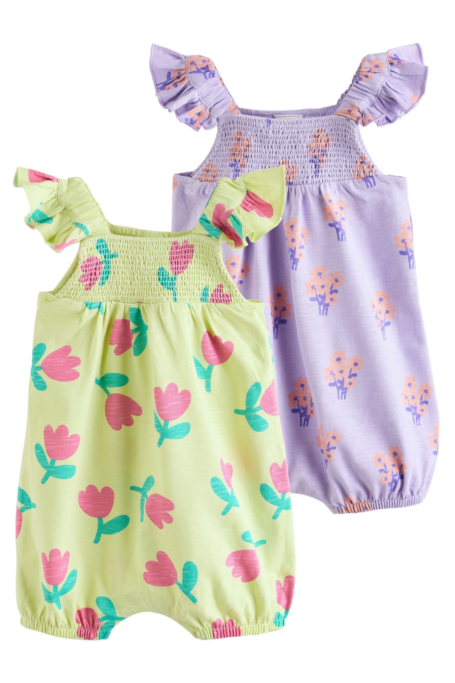 Strampler Gesmokte Baby-Strampelanzüge, 2er-Pack