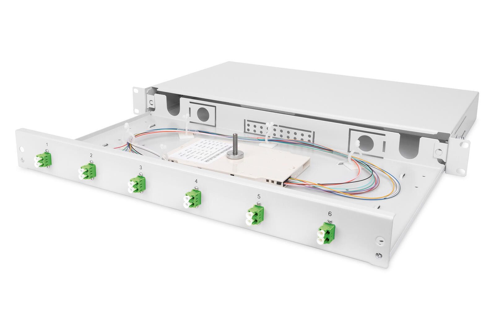 Digitus LWL-Spleißbox, 1HE, bestückt, 6x LC-APC DX, OS2 Netzwerk-Switch