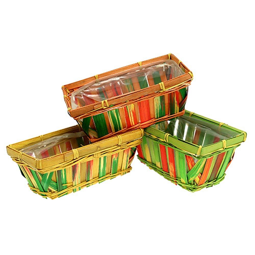 Florists Products Dekokorb Spankorbsatz 12tlg Eckig Mehrfarbig Blumenkorb Deko 20x11cm, 12 Stück