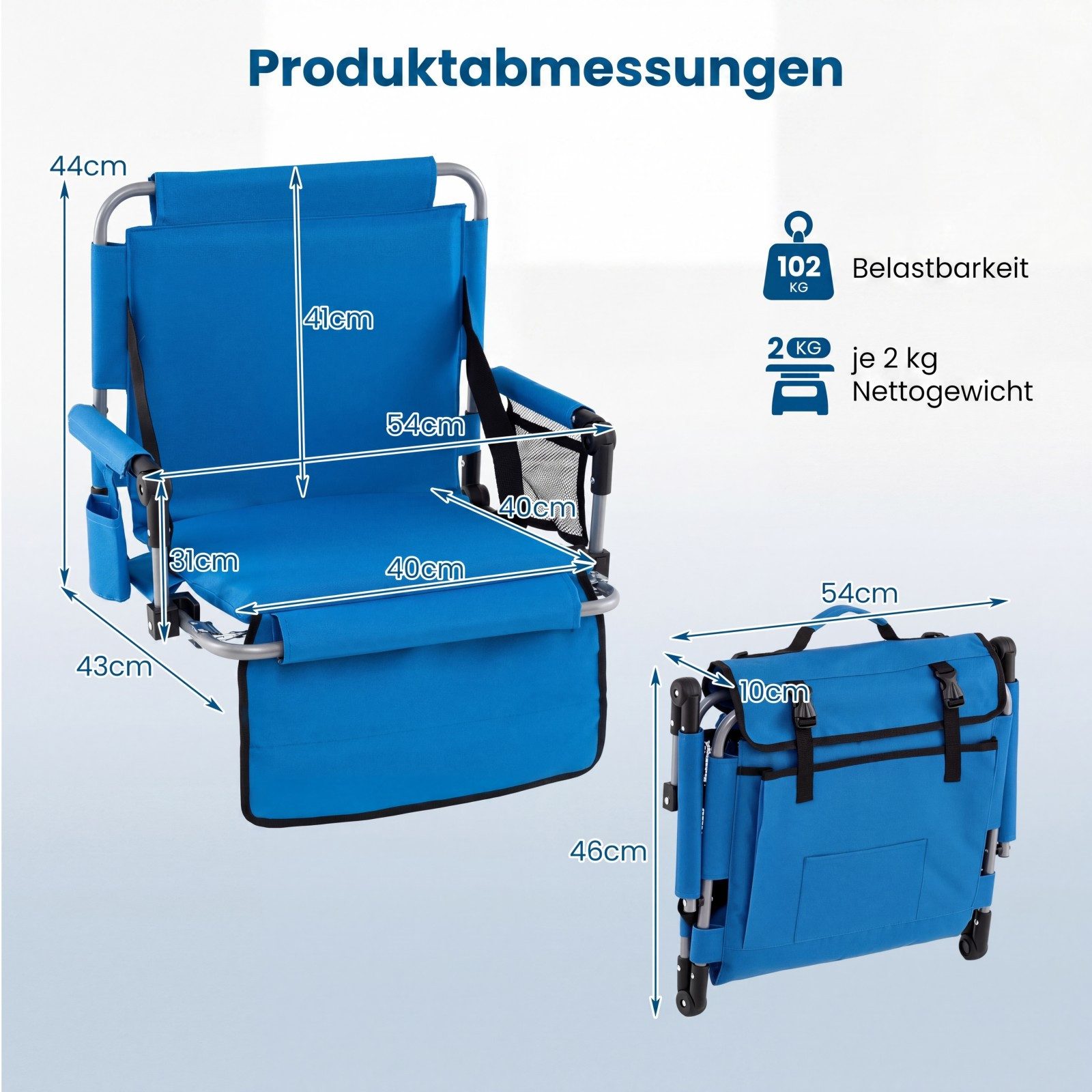 COSTWAY Campingstuhl, faltbarer Bodenstuhl mit Rückenlehne, Armlehnen