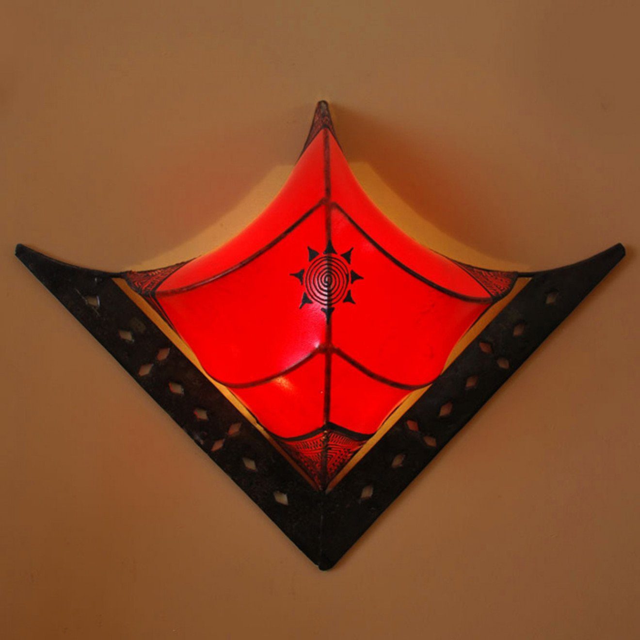 RAYA Wandlampe, Orientalische Wandleuchte, Wandschirm Leder l-artisan Marokkanische Rot