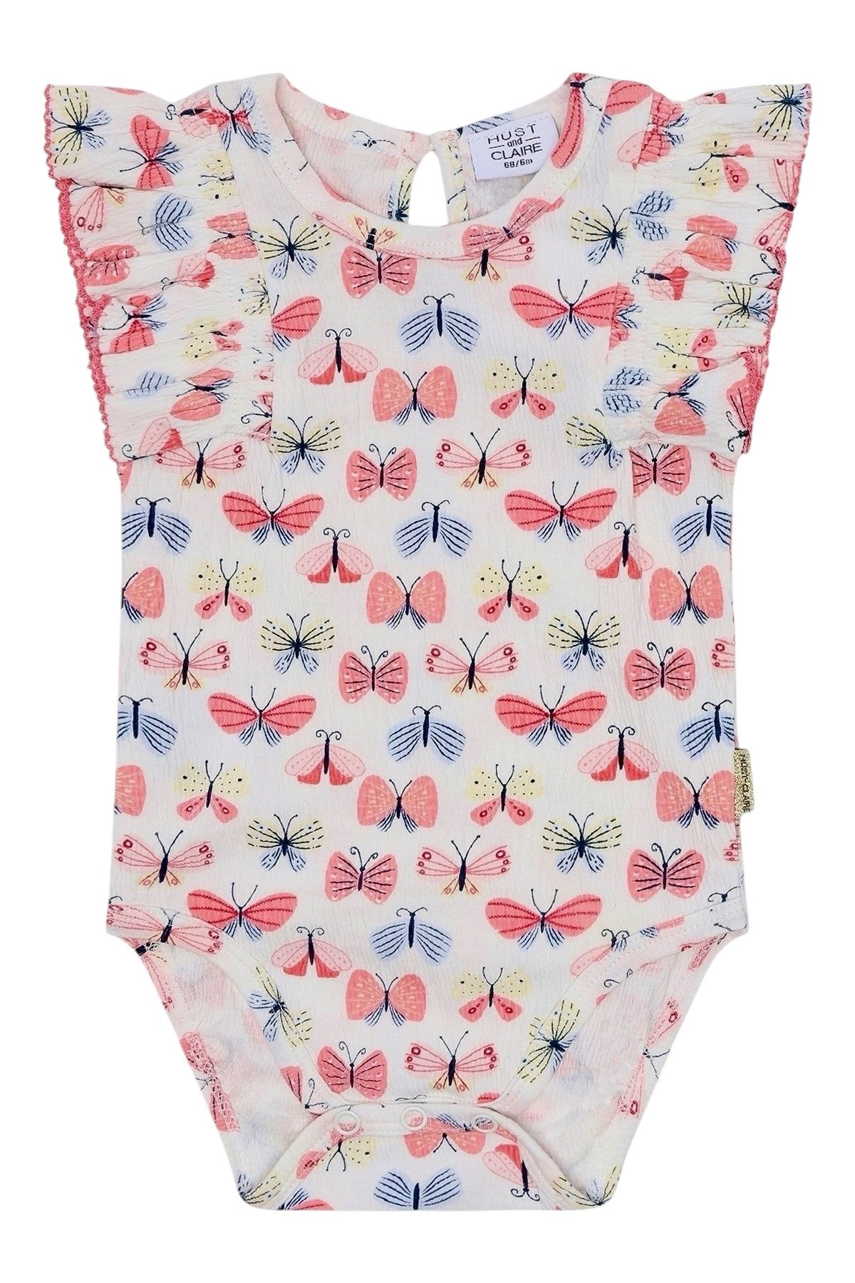 Hust & Claire Kurzarmbody Bri (1-tlg) Baby Body Bri – Schmetterlingsdesign, Kurzarm mit Rüschen