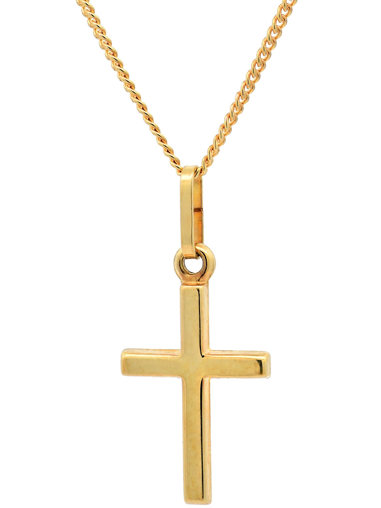 HOPLO Kreuzanhänger Gold Anhänger Kreuz mit Goldkette massiv 333 - 8 Karat Gold 36 cm, Made in Germany
