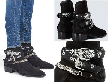 Ami Ami AMIRI Chain Embellished Suede Jodhpur Boots Bandana Buckle Stiefel Sch Sneaker
