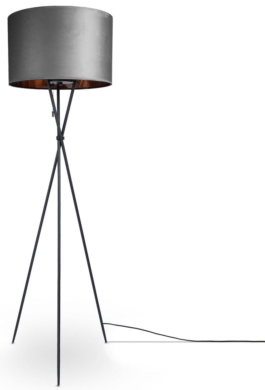 Paco Home Stehlampe Kate uni Standleuchte Leuchtmittel, Dreibein Wohnzimmer E27 Color, 177,5cm Höhe Filigran ohne Velour