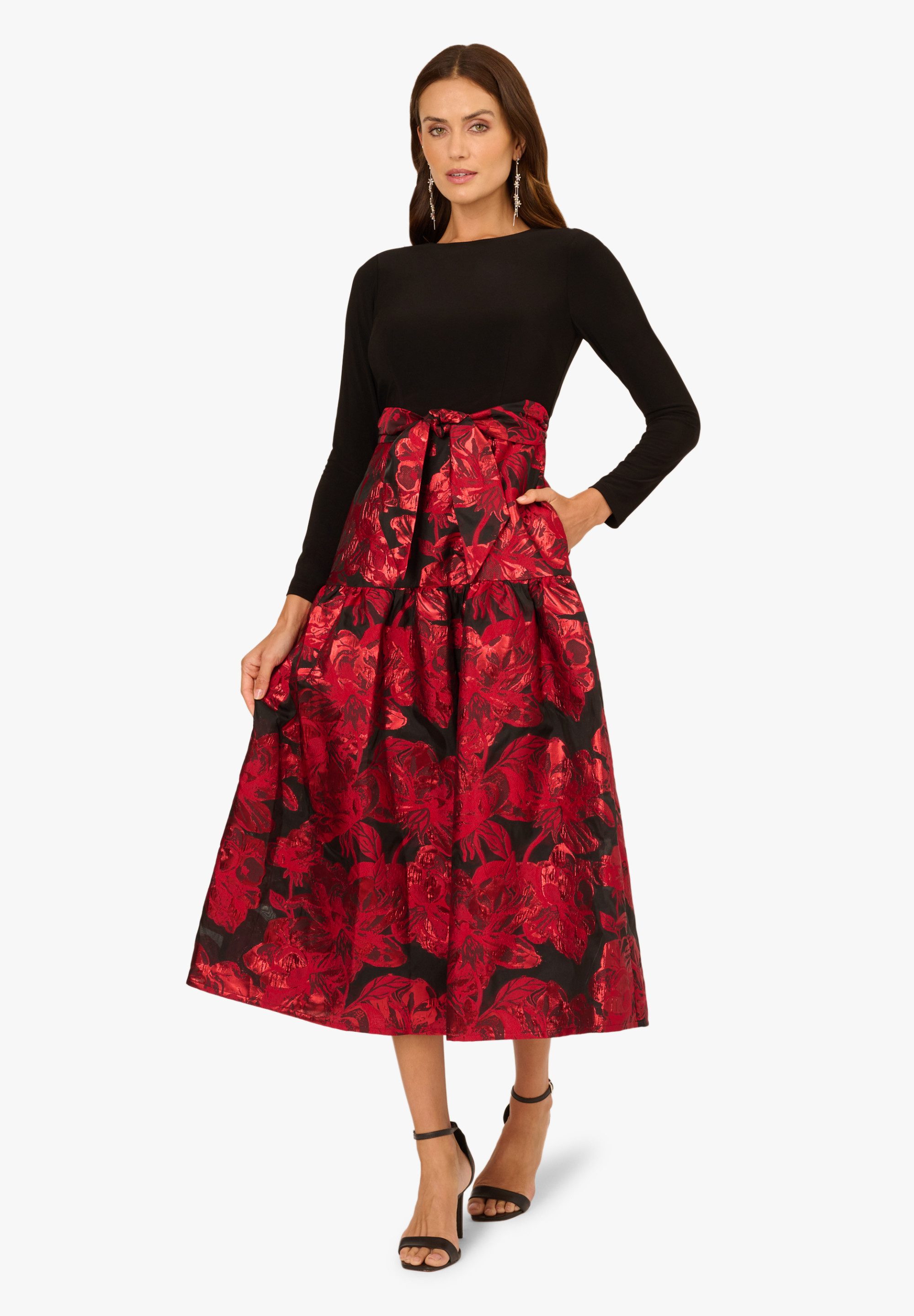 Adrianna Papell Abendkleid Combo Floral Jacquard Dress Kleid mit Jersey Obe günstig online kaufen